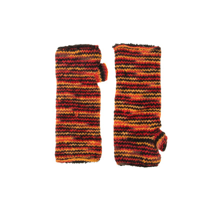 Hand Knitted Fleece Lined Red Handwarmers