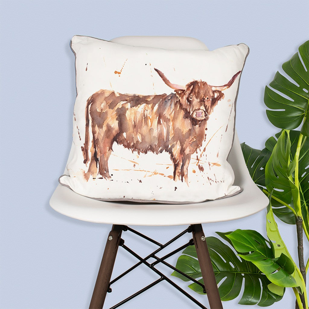 Illustrated Highland Cow Cushion