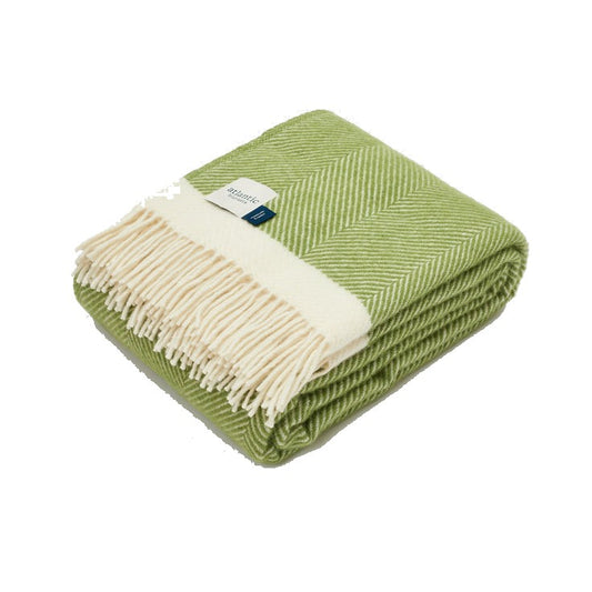Atlantic Blankets Herringbone Wool Kelp Green Blanket