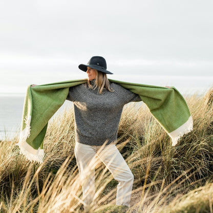 Atlantic Blankets Herringbone Wool Kelp Green Blanket