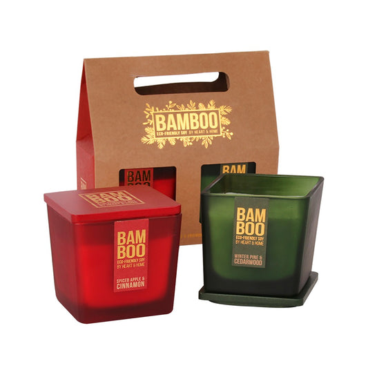 Festive Bamboo Eco Soy Large Candle Gift Set (Set of 2)