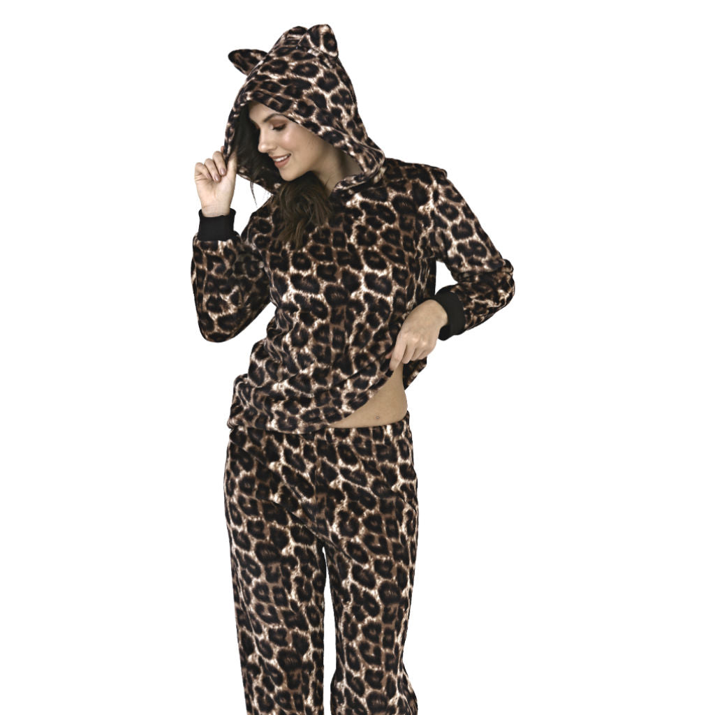 Leopard Print Fleecy Pyjamas