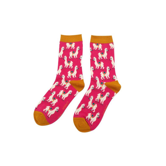 Miss Sparrow Pink Llama Socks