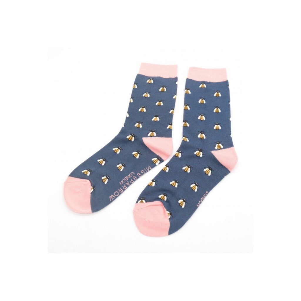 Miss Sparrow Navy Honey Bees Socks