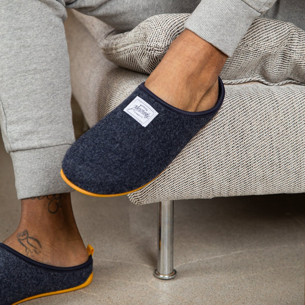 Mercredy Navy & Yellow Slippers