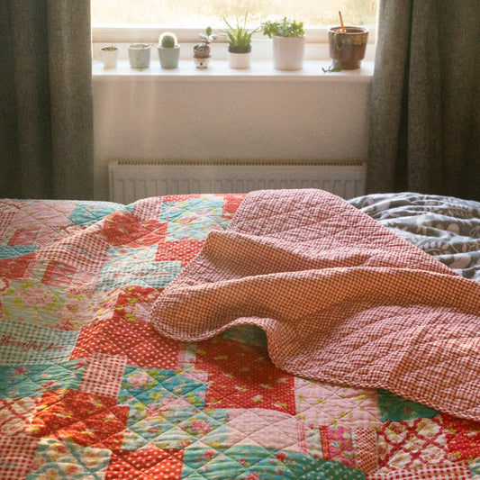 Handmade Floral Patchwork Bed Throw