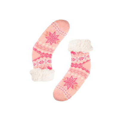 Thermal Sherpa Lined Pink Slipper Socks (Kids)
