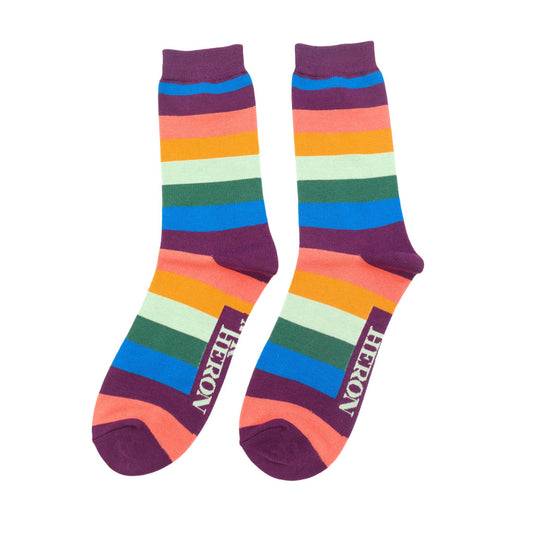 Mr Heron Purple Rainbow Stripes Socks