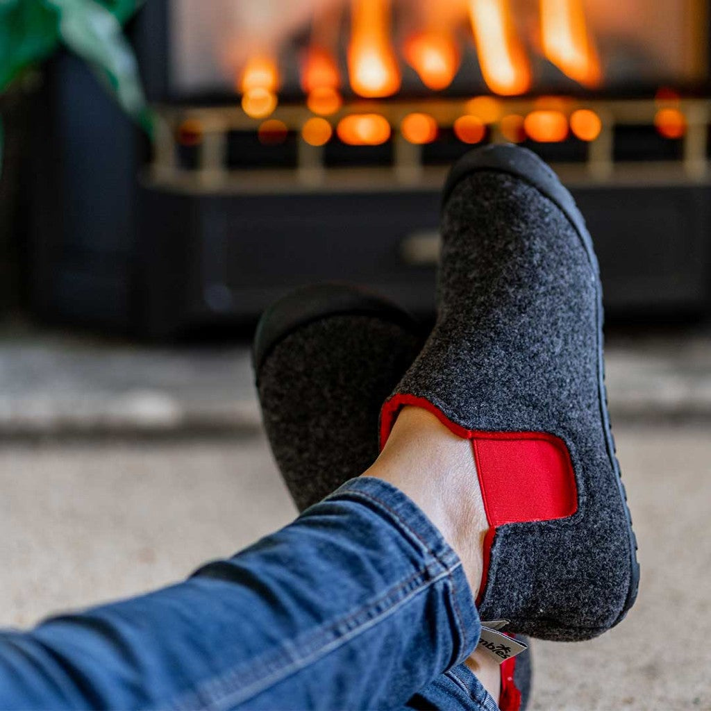 Gumbies Brumby Charcoal & Red Slipper Boots