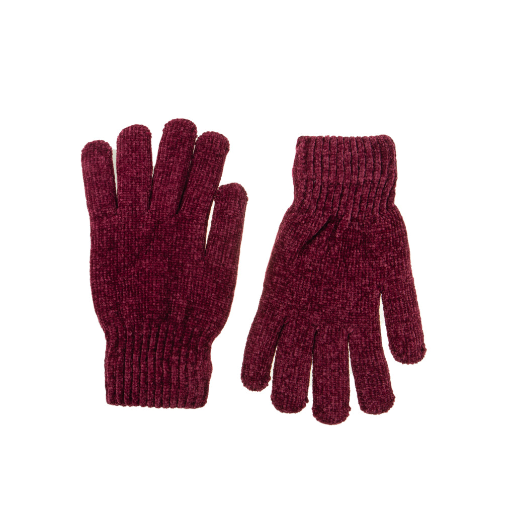Chenille Burgundy Gloves