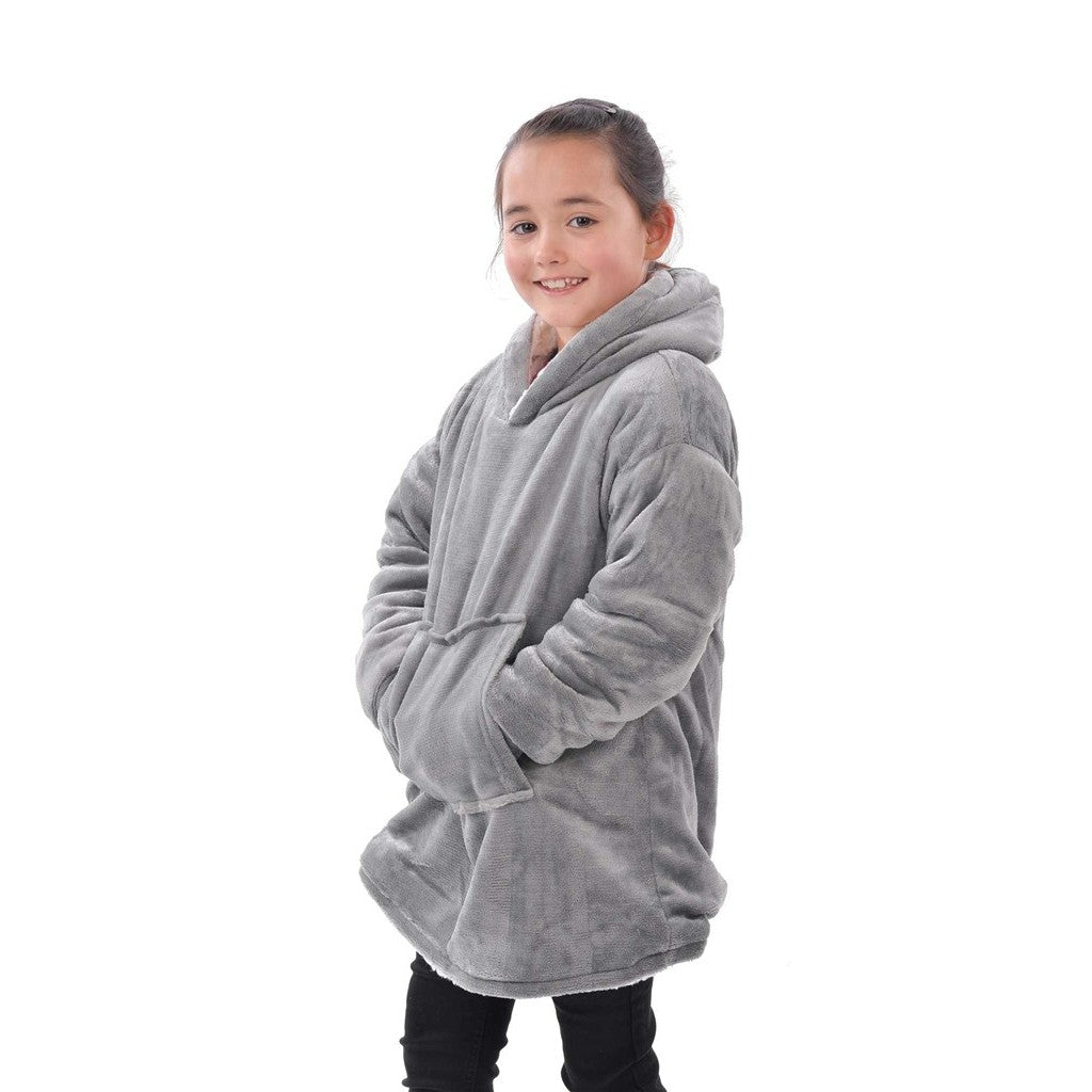 Grey Sherpa Blanket Hoodie (Kids)