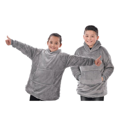 Grey Sherpa Blanket Hoodie (Kids)