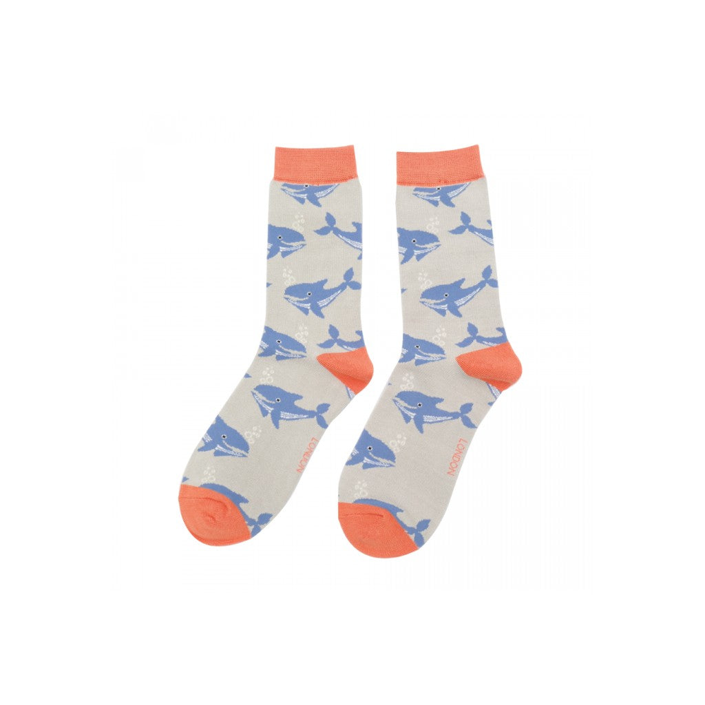 Miss Sparrow Silver Whale Socks