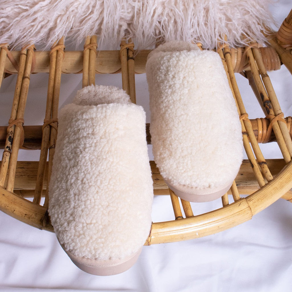 Pretty You London Sheepskin Natural Slippers