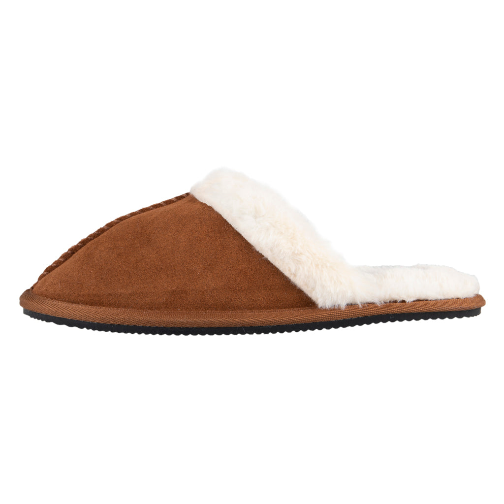 Superdry Fluffy Trim Tan Suede Mule Slippers