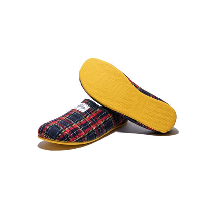 Mercredy Red Tartan & Yellow Slippers