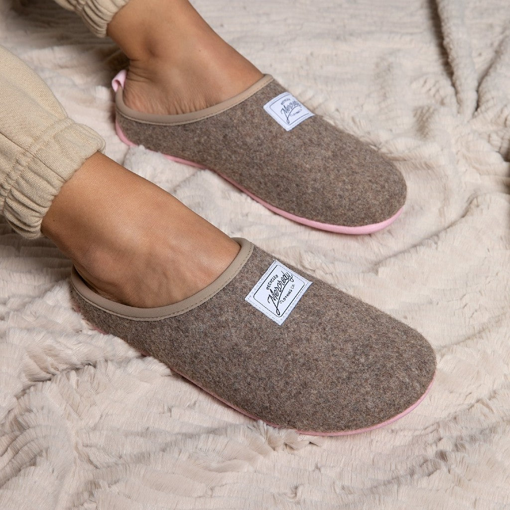 Mercredy Taupe & Pink Slippers