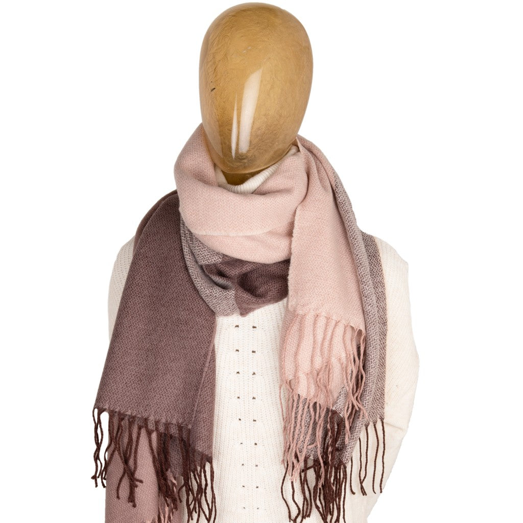 Pink Contrast Two Tone Blanket Scarf
