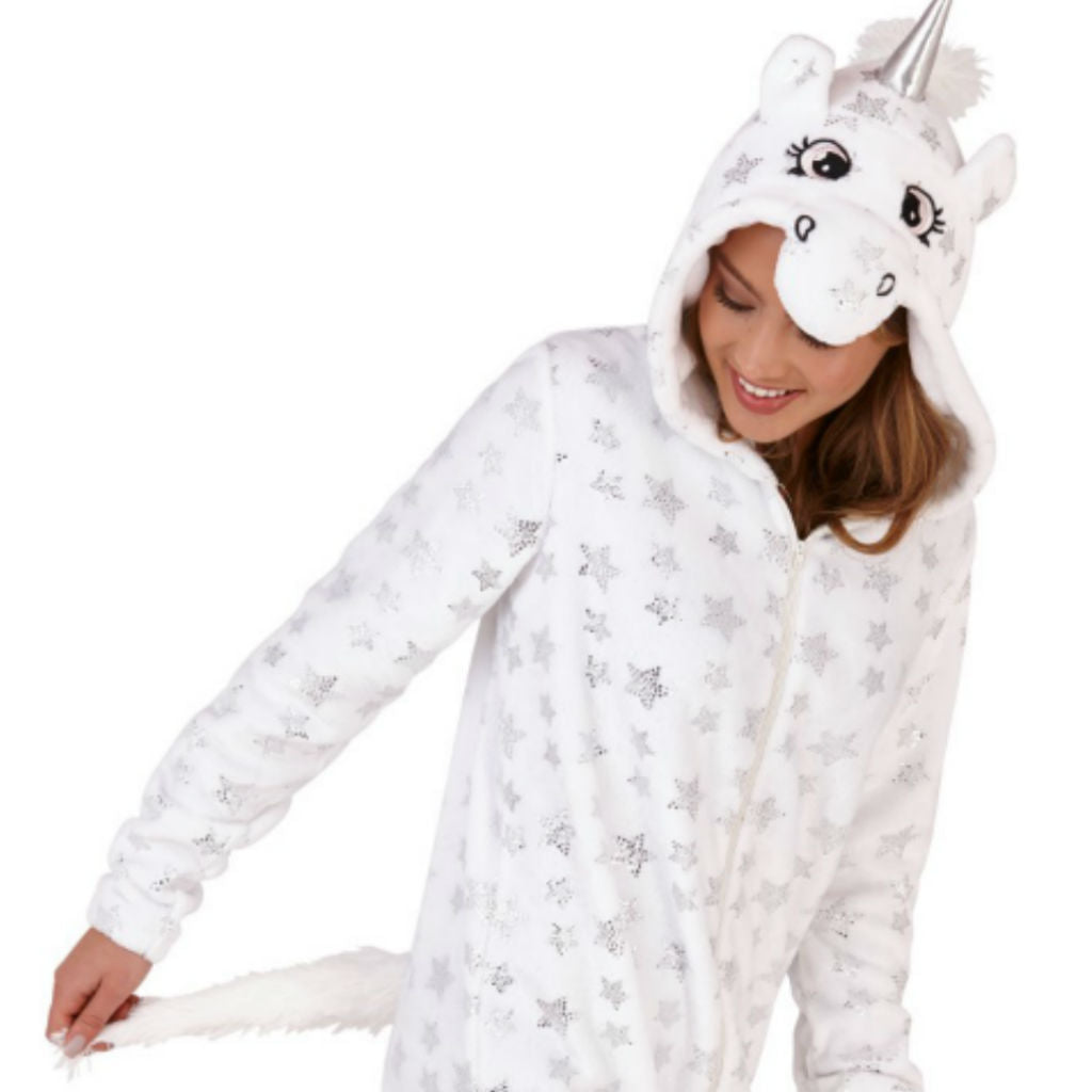 Unicorn Silver Stars White Onesie