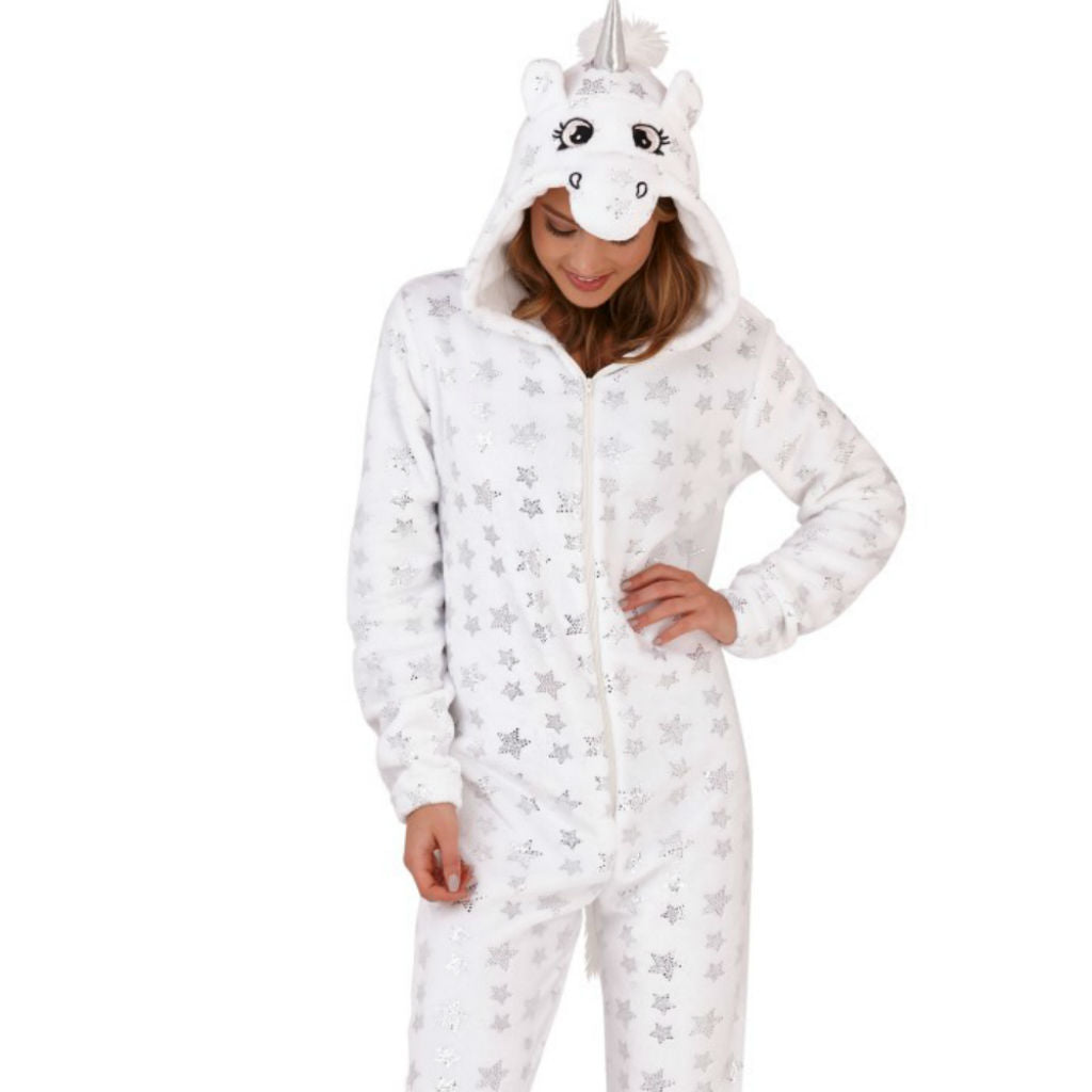 Unicorn Silver Stars White Onesie