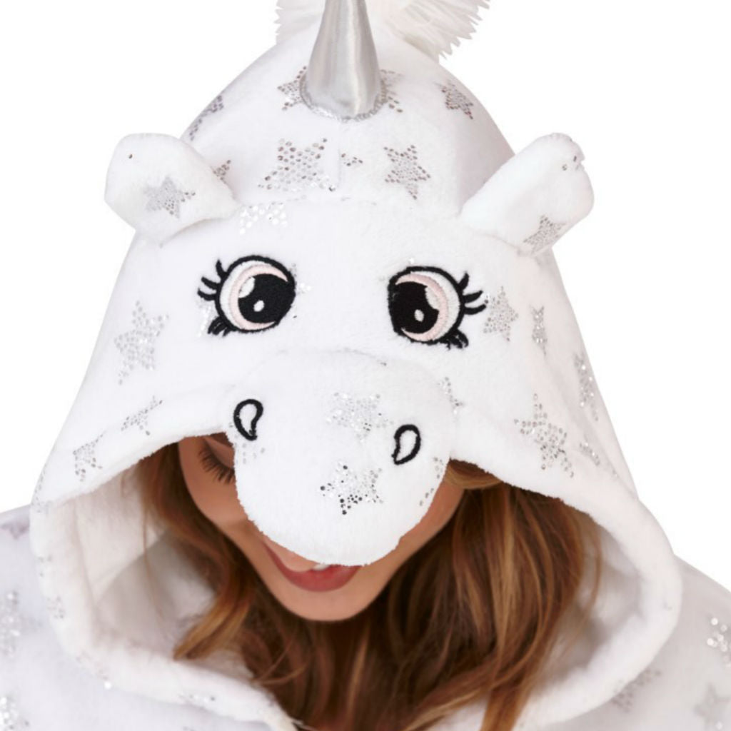 Unicorn Silver Stars White Onesie