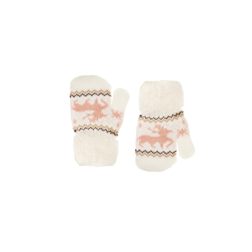 Cosy Fleece Lined Kids White Mittens