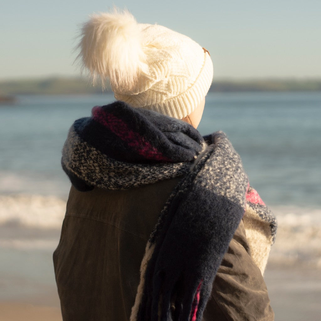 Blue Block Colour Blanket Scarf