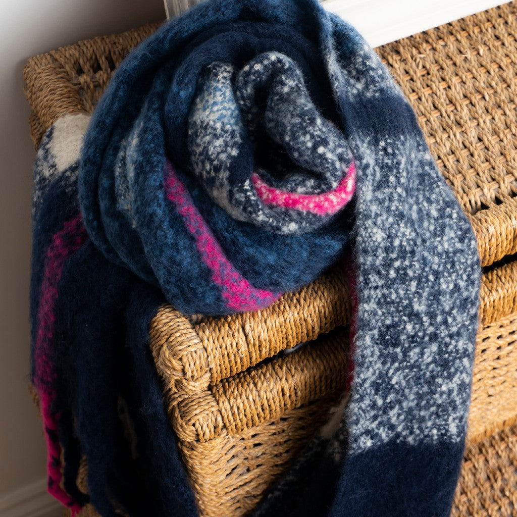 Blue Block Colour Blanket Scarf