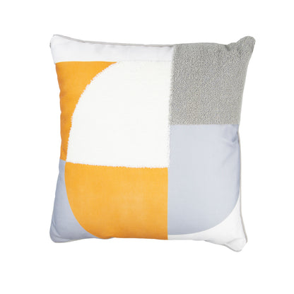 Mustard Yellow & Grey Geometric Square Cushion