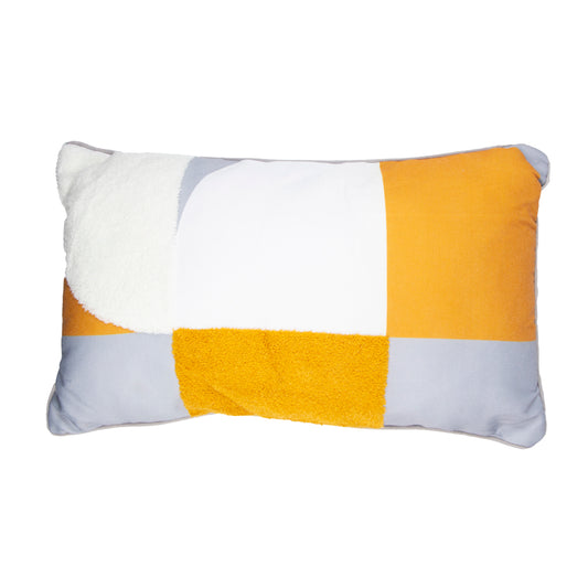 Mustard Yellow & Grey Geometric Rectangle Cushion